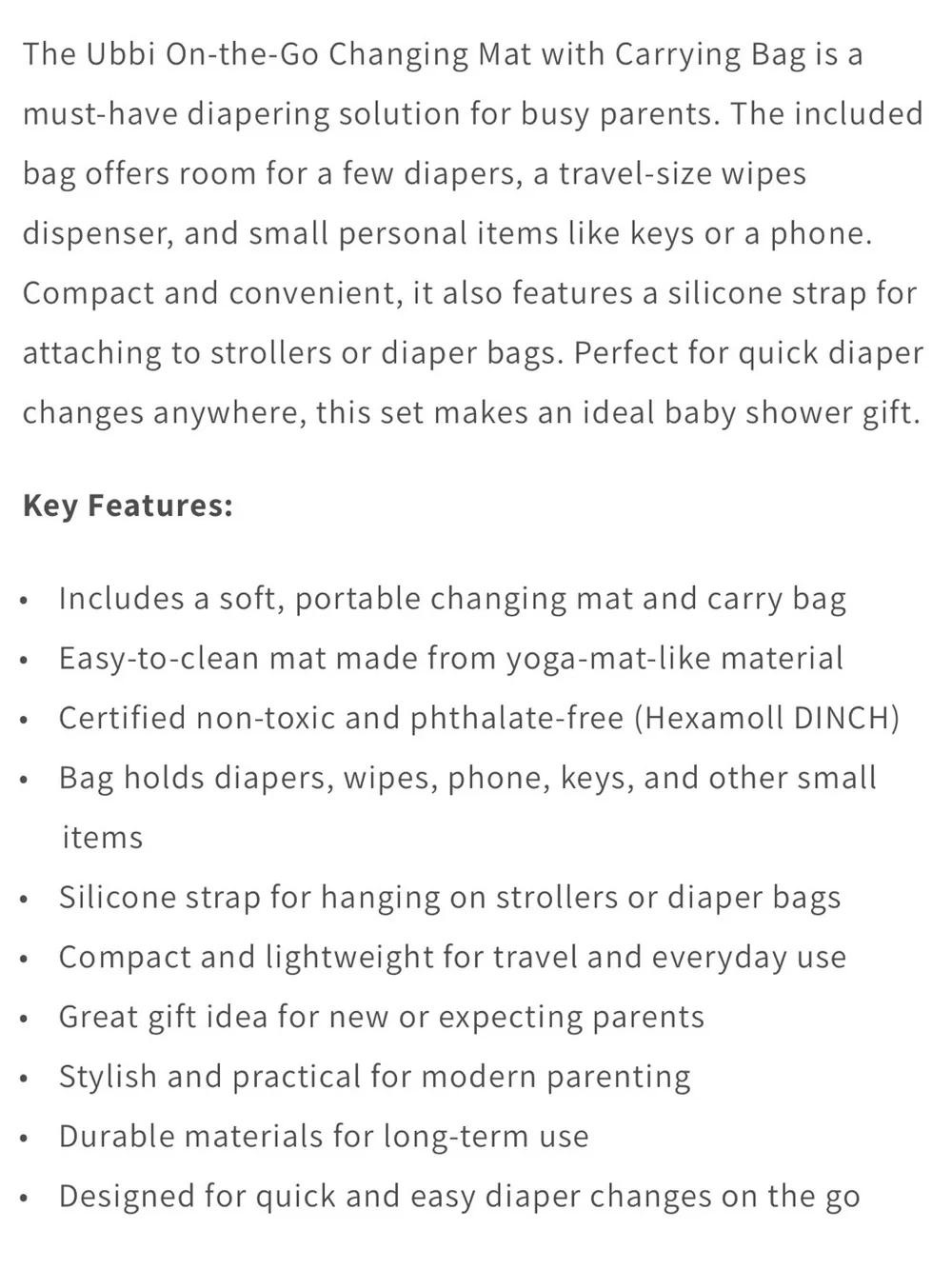Ubbi Gray & White Stripe On-the-Go Changing Mat and Storage Bag